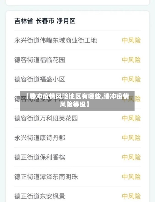 【腾冲疫情风险地区有哪些,腾冲疫情风险等级】