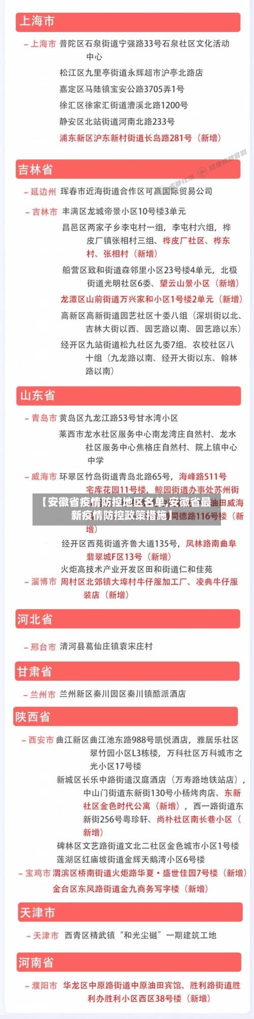 【安徽省疫情防控地区名单,安徽省最新疫情防控政策措施】-第2张图片
